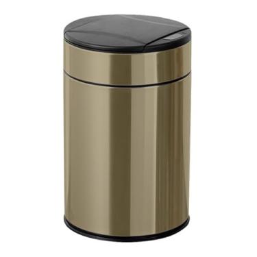 Imagem de KEG801302 Caixote do lixo automático de 2,6 galões sem toque, lixeira redonda de aço inoxidável com tampa, fechamento macio, lixeira removível, lixeira de cozinha em 4 cores (ouro champanhe)