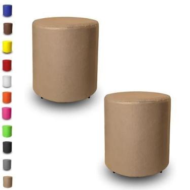 Imagem de Kit 2 Puffs Banqueta Redondo Decorativo Cubo Quarto Sala De Jogos/Esta