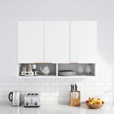 Imagem de Armário Aéreo 3 Portas com Nichos Lavanderia Cozinha Quarto Sala - Mag