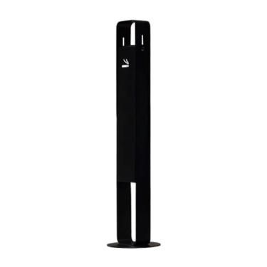 Imagem de KEG801302 Pilar externo de aço inoxidável à prova de chuva, coletor de pontas de cigarro comercial em pé para cinzeiro (Preto)