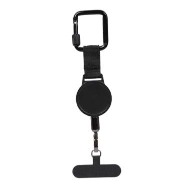 Imagem de Dynwave Cordão retrátil para celular, extensível, preto, leve, com mosquetão de trava para camping, trilhas, escaladas e atividades ao ar livre.