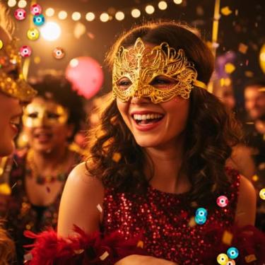 Imagem de Máscara De Carnaval Veneziana Metalizada Brilho Com 17,5Cm (Dourada)