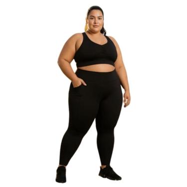 Imagem de Conjunto Plus Size Academia Top E Calça Sem Transparência-Feminino