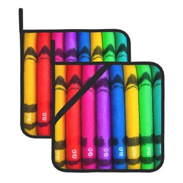 Imagem de Conjunto de tapetes de isolamento térmico estampados com giz de cera colorido, conjunto de 2 peças, adequado para grelhar e cozinhar