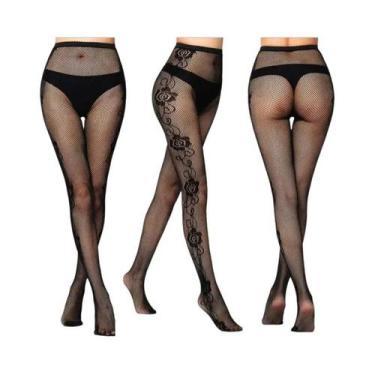 Imagem de Meias-calças Femininas Sensuais De Malha Transparente Com Estampas Gót