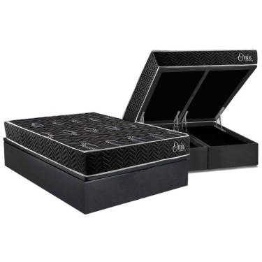 Imagem de Cama Box Baú Queen + Colchão Ortopédico Kappesberg D28 AnatÃ´mico Onix + Base CRC Corano Gray