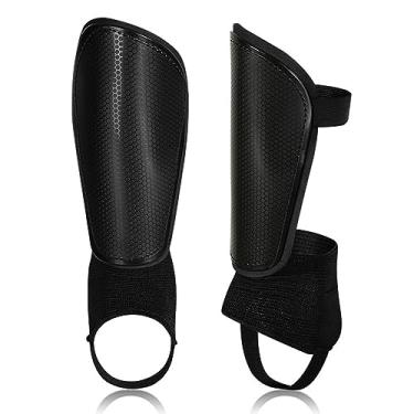 Imagem de Caneleira de Futebol com Protetor Tornozelo e Correias Ajustáveis Capa PP à Impacto Amortecimento Confortável Equipamento Proteção para Jovens Adultos