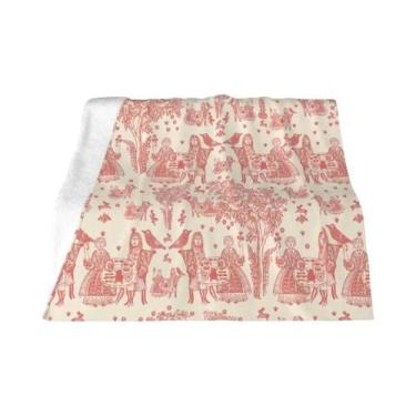 Imagem de Cobertor De Fleece Floral Preto E Branco Toile De Jouy, Macio E Quente