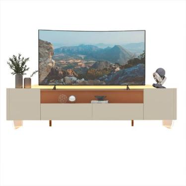 Imagem de Rack para Sala Off White com Terracota Com Led e Pes de Vidro Infinity