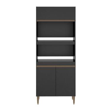 Imagem de Torre Quente Forno E Microondas Para Cozinha Sabrina Menu Móveis Preto