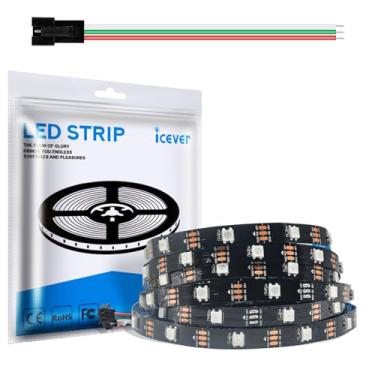 Imagem de Fita de luzes LED WS2812B 5V 150 LEDs RGB IC 5050SMD endereçáveis individuais - PCB preto flexível IP30-30LEDs/m MagicRGB Dream Color para projetos DIY Chasing Color (sem fonte de alimentação e