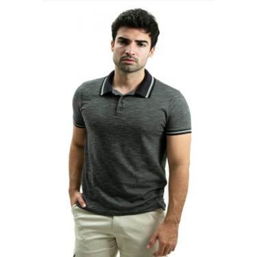 Imagem de Camiseta Masculina Gola Polo Ixória Cinza Escuro Flamê Pontos