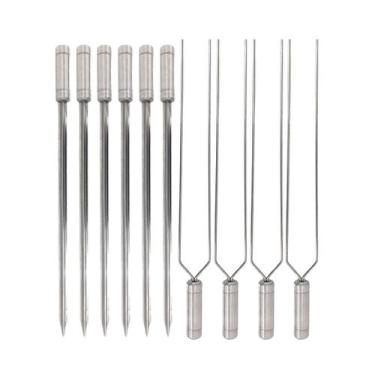 Imagem de 10x Espetos De Inox Lâmina 50cm 6-Espada e 4-Duplo Churrasc - INOX LAU