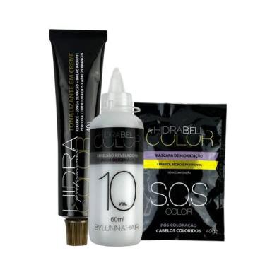 Imagem de Tonalizante Hidrabell Bylunnahair 40g Kit Coloracao 4.0 Castanho Médio