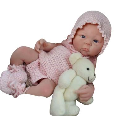 Imagem de Bebê Reborn Menina Toda Em Silicone Sólido Olhos Abertos Artesanal