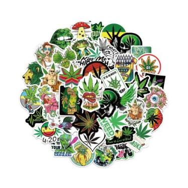 Imagem de Adesivos De Folhas De Cânhamo Verdes 103050100pcs Personagens De Desen