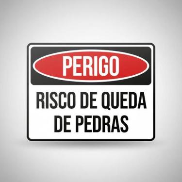 Imagem de Placa Acm Perigo Risco Queda Pedras 18X23 - Sinalizo