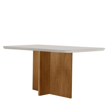 Imagem de Mesa Sala De Jantar Olimpia 120cm Off White/ Imbuia