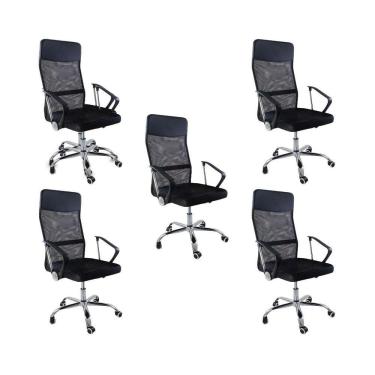 Imagem de Kit 5 Cadeiras De Escritório Nagano Tela Mesh Giratória