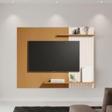 Imagem de Painel Para Sala Tv Com Detalhe Nature Off White - Drop de Casa