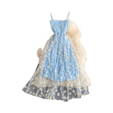 Imagem de Vestido Feminino Floral com Alças de Espaguete - Estilo Coreano para F