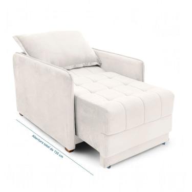 Imagem de Poltrona Cama Reclinável Retrátil Viena Veludo Bege Claro - Loja Sheep