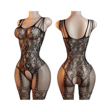 Imagem de Conjunto De Lingerie Sensual Feminina Com Sutiã Aberto E Bodysuit Curv