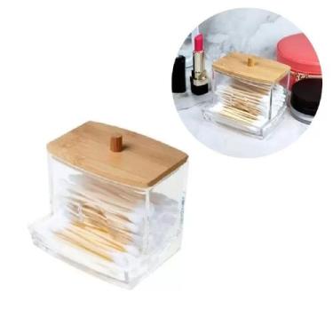 Imagem de 10 Porta Cotonete Em Acrílico Com Tampa Bambu Haste Flexível - Moment