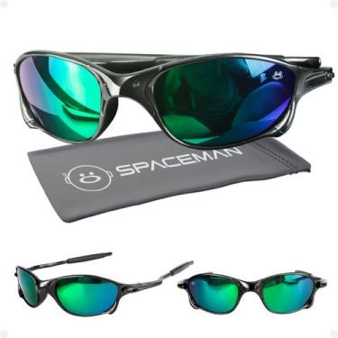 Imagem de Oculos Sol Masculino Case Lupa Proteção UV Acetato lente azul espelhad