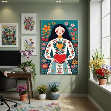 Imagem de Quadro Decorativo Coração Alado 70x50cm Mold Preta