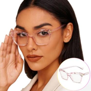 Imagem de Armação Óculos Sem Grau Cristal Gatinho Descanso Feminino - WB, Rosa