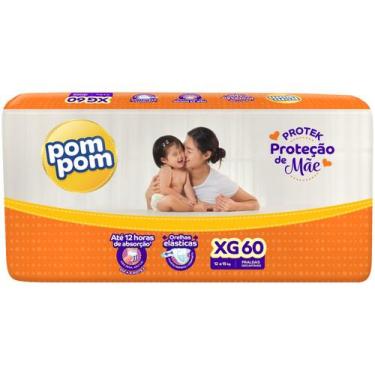 Imagem de Fralda Infantil Pom Pom Mamãe/Derma Protek Hiper, 1 Unidade, XG, 60
