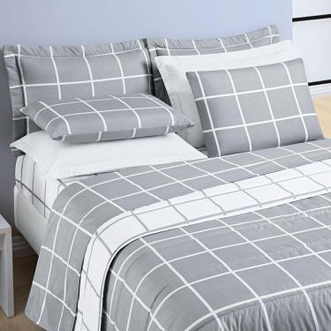 Imagem de Cobre Leito 200 Fios Dupla Face Queen Austin 03 Peças - Cinza