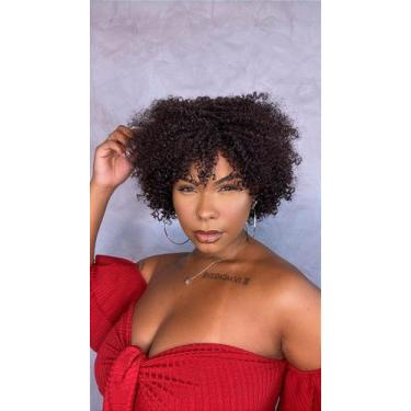 Imagem de Peruca de Cabelo Humano Afro Niki Castanho Escuro - 25cm - Cia dos Cab