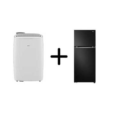 Imagem de Combo LG Ar Portátil 127V + Geladeira Frost Free Inverter 395L Black Inox 127V - LP1419IVSI.B392P
