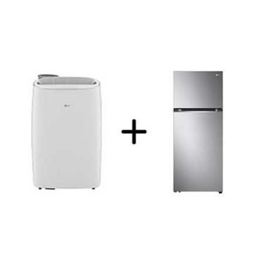 Imagem de Combo LG Ar Portátil 127V + Geladeira Frost Free Inverter 395L Inox Look 127V - LP1419IVSI.B392P1