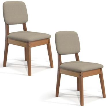 Imagem de Kit de 2 Cadeiras Paris de Madeira Maciça em Linho - TEBARROT, Areia
