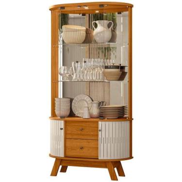 Imagem de Cristaleira Para Sala de Jantar Vidro Espelho e LED Eça M07 Cinamomo O