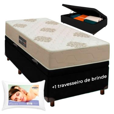 Imagem de Kit Cama Box Bau + Colchão Solteiro Inova D33 + Travesseiro Ortobom