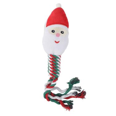Imagem de Brinquedo interativo para animais de estimação do Papai Noel, corda de Natal, para cães