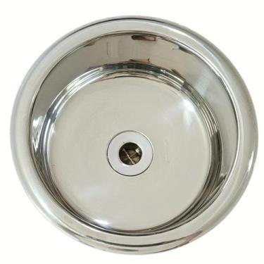 Imagem de Cuba inox 304 redonda embutir 20x10cm 320cb com valvula - LOJASARAH