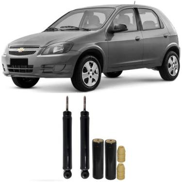 Imagem de Amortecedor + Kit Batente Chevrolet Celta Traseiro 2001 Até 2016 O Par