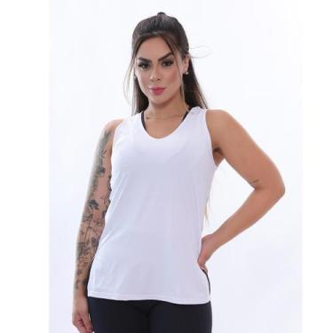 Imagem de Regata Comprida Dryfit Feminina Tapa Bumbum Branco - ElementFit, M 40-