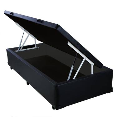 Imagem de Cama Box Baú Blindado Solteirão Homequeen Corino Preto 41x96x203
