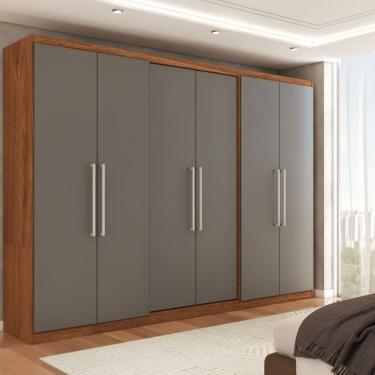 Imagem de Guarda-Roupa Casal City 6 Portas 2 Gavetas Freijó/Cinza - Panorama Móveis