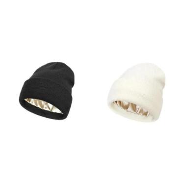 Imagem de Gorro De Malha Unissex Com Forro De Cetim, Acrílico, Quente E Macio Pa