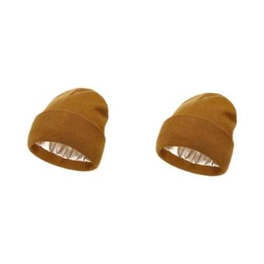 Imagem de Gorro De Malha Unissex Com Forro De Cetim, Acrílico, Quente E Macio Pa