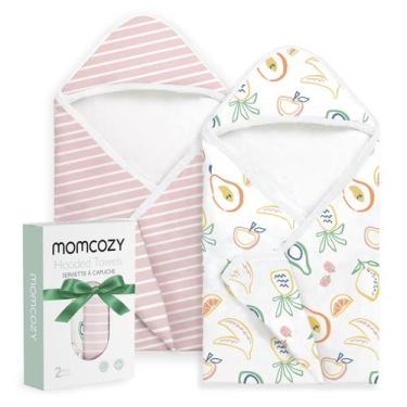 Imagem de Toalha com capuz para bebê Momcozy macia e absorvente 89 x 89 cm