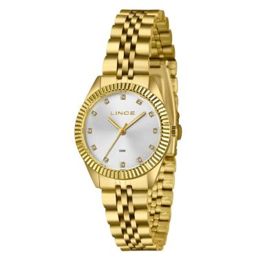 Imagem de Relógio LINCE feminino dourado prata strass LRGM058L32 S1KX