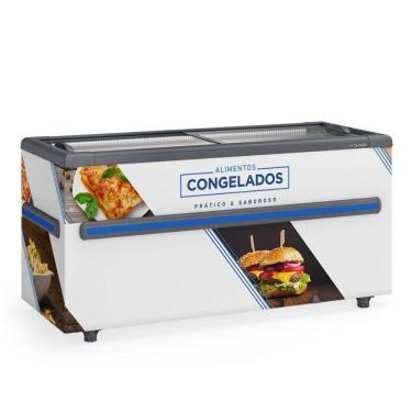 Imagem de Expositor Ilha Congelados Vidro Reto 500l Ghdi500 Branco Gelopar 220V
